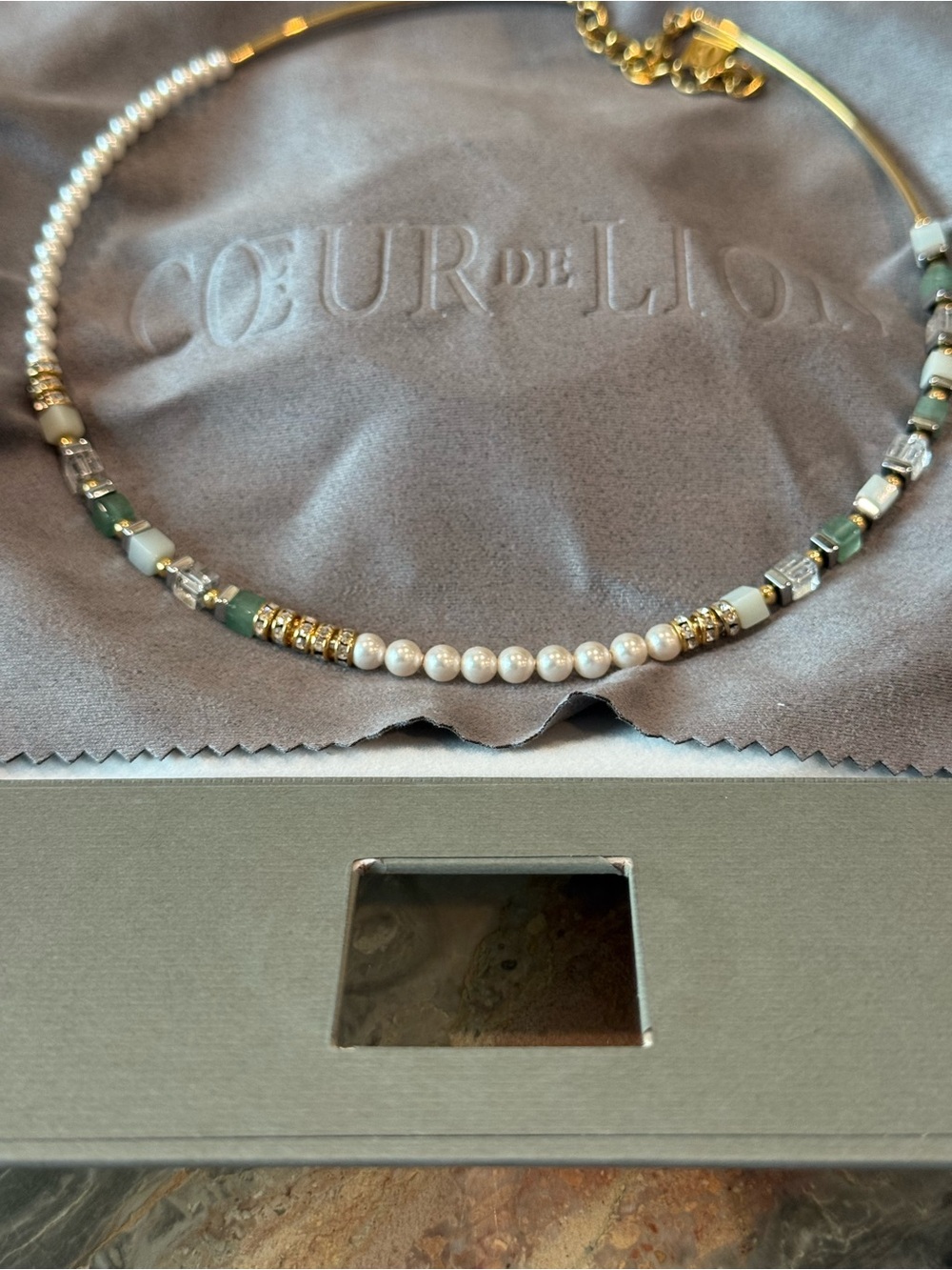 NEW✨ COEUR DE LION Precious Fusion Offset Necklace Gold Green Swarovski - Picture 6 of 8